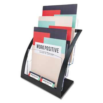 deflecto® 3-tier Literature Holder, Leaflet Size, 11.25w X 6.94d X 13.31h, Black freeshipping - TVN Wholesale